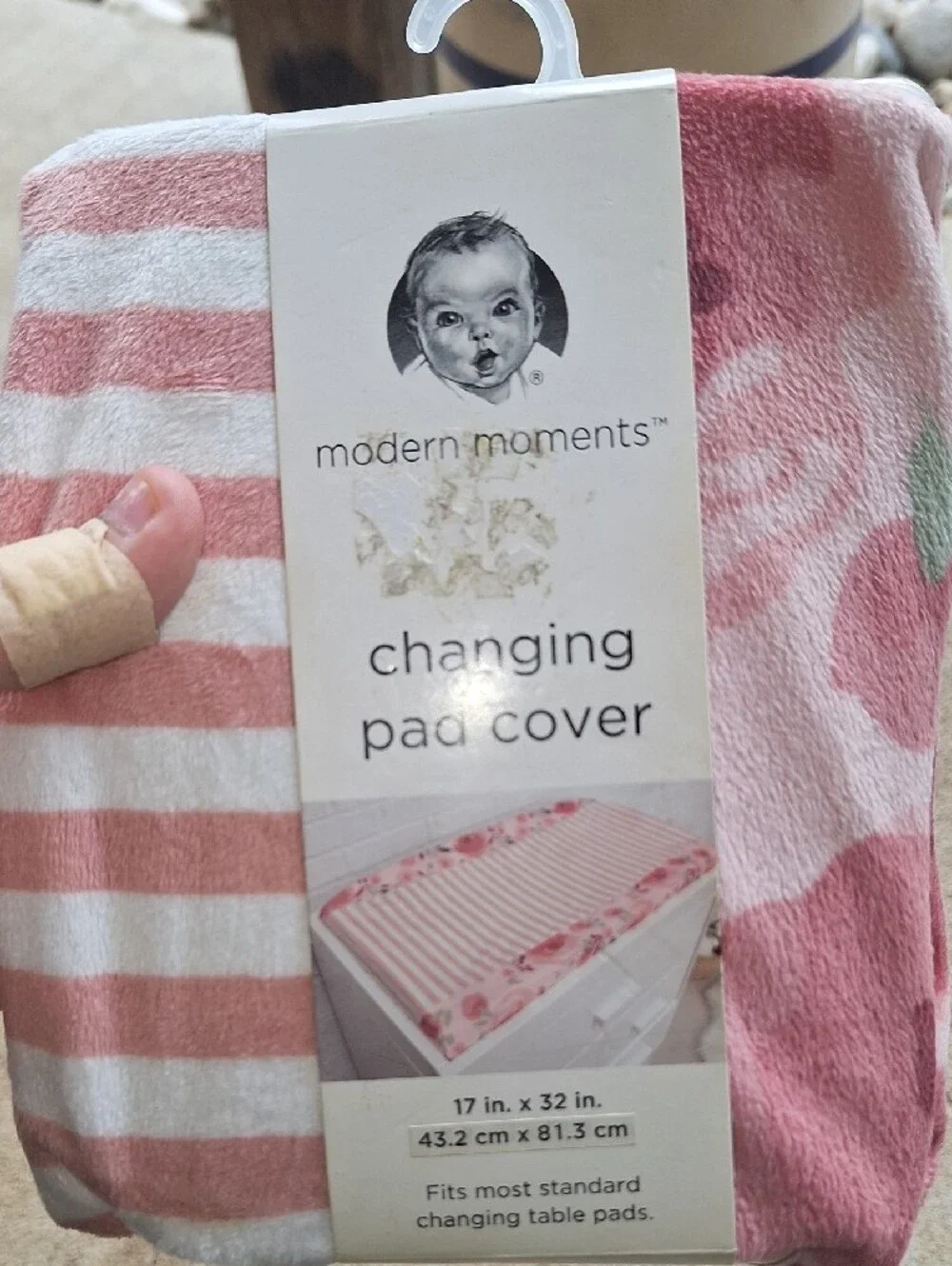 NEW Unused Gerber Modern Moments Pink & White Striped/Floral Changing Pad Cover